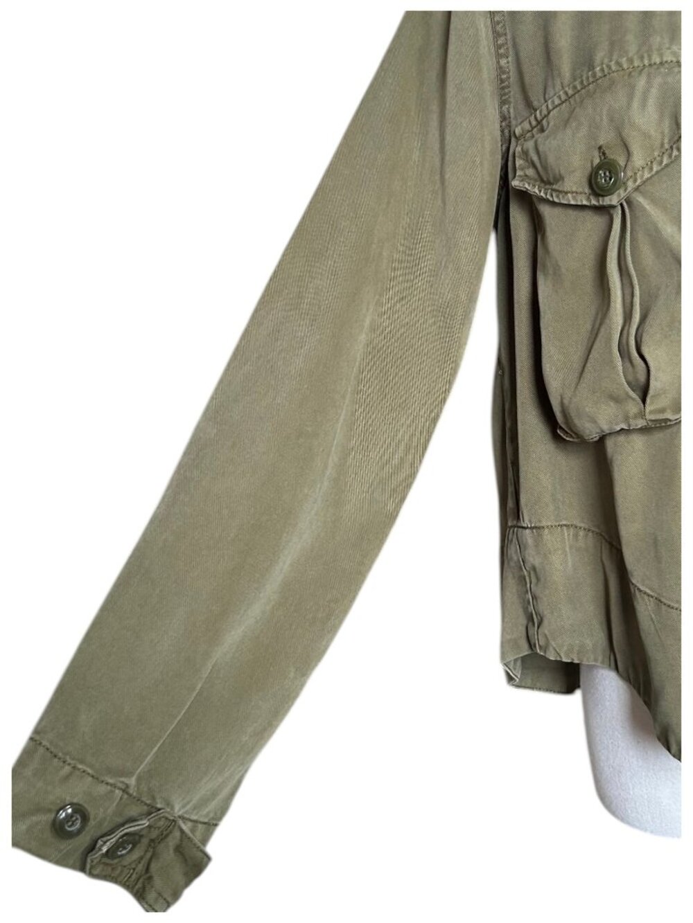 Pistola Olive Army Green Tencel Utility Button Down Shirt XS - Picture 6 of 8